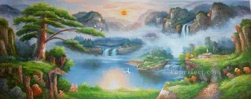 山水の中国の風景 Painting - 夢天国中国の風景